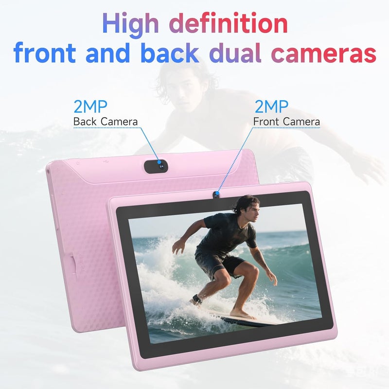Aheadlink Android 14 Tablet 7 inch Tablets with Case, 8GB RAM 32GB ROM 1TB Expand, Quad-Core Processor Tablet PC, 1024 x 600 IPS Screen, Dual Camera, 3000mAh Battery, Bluetooth, WiFi, GMS, Widevine L1, Pink - Image 5